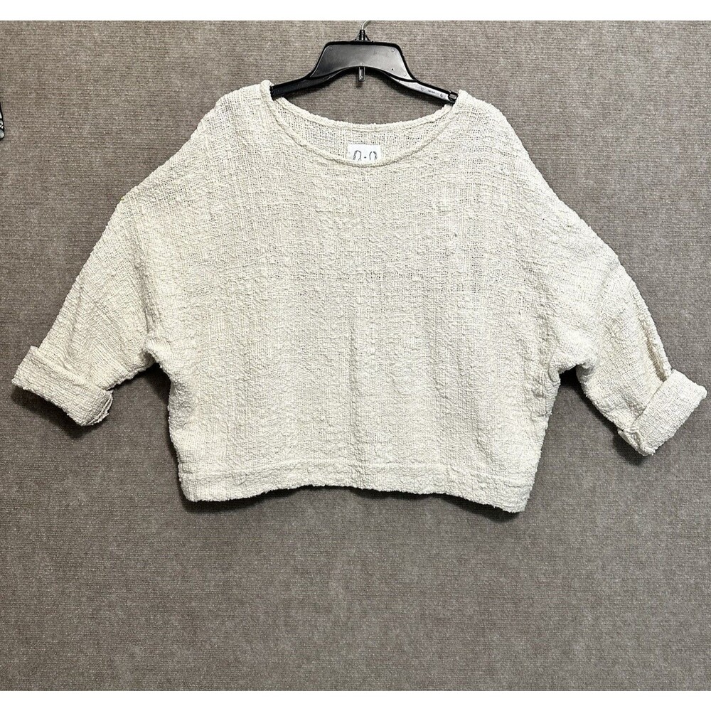 Jamie + The Jones  Heavy Weight Sweater Textured Top Woven Nubby S/M Ivory